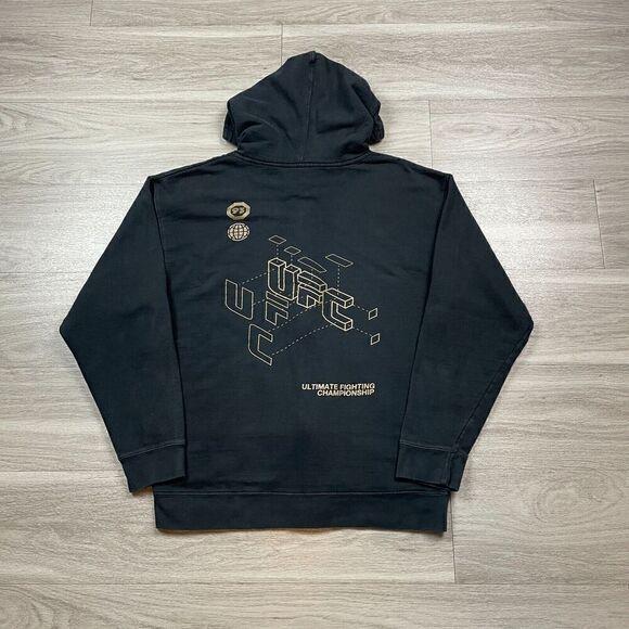 UFC Hoodie Mens Large Black MMA Fighting Fleece Sweatshirt Zip - Picture 4 of 9